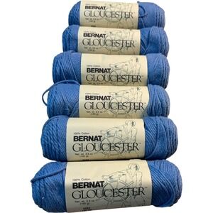 Bernat Gloucester 100% Cotton Yarn 6 Skeins Cadet Blue 5362 Lot BH 21oz Total